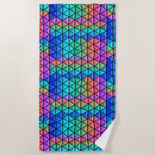 Colourful Mosaic Triangles Pattern Beach Towel