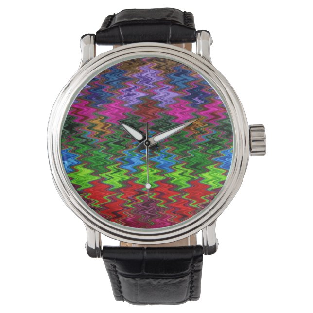 Colourful Mosaic Wave Pattern #3 Watch (Front)