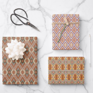 Colourful Mosaic Wrapping Paper Flat Sheet Set of 