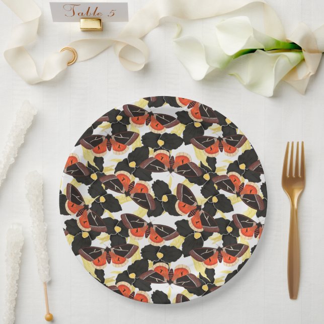Colourful Moth Butterfly Pattern Paper Plate (Wedding)