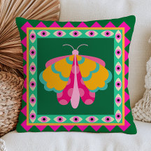 Colourful Moth on Emerald Green Evil Eyes Funky