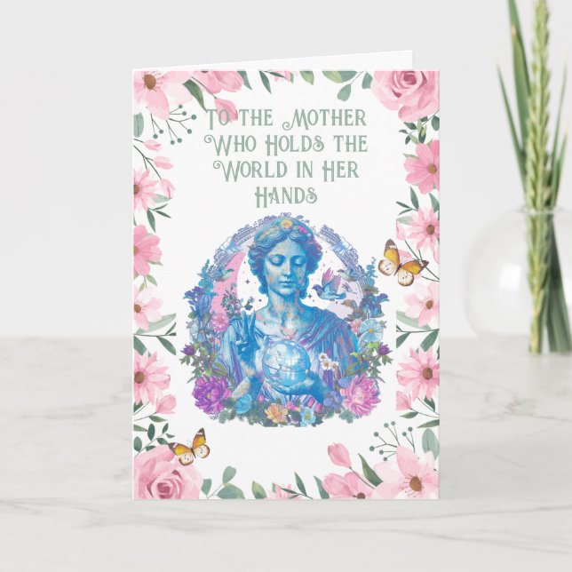 Colourful Mother Earth Illustration  Holiday Card (Front)