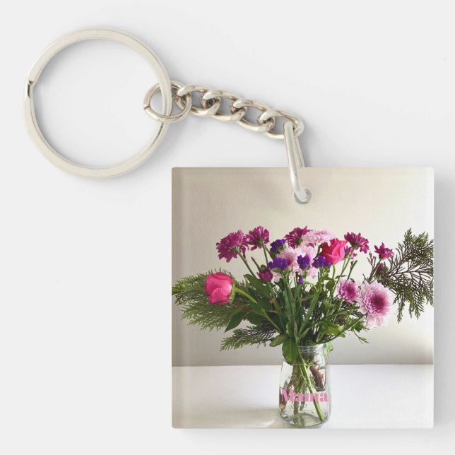 Colourful Mother’s Day Mama Bouquet+ Custom Option Key Ring (Front)