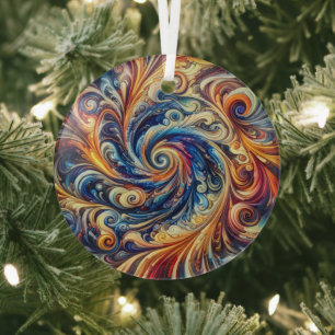 Colourful Motion Abstract Art Glass Tree Decoration