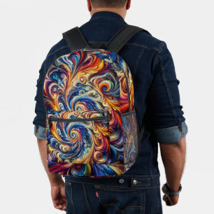 Colourful Motion Abstract Art Printed Backpack