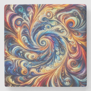 Colourful Motion Abstract Art Stone Coaster