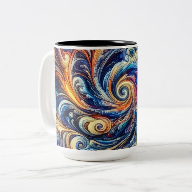 Colourful Motion Abstract Art Two-Tone Coffee Mug (Front Left)