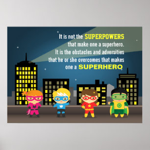 Colourful Motivating Superhero Quote For Kids Room Poster