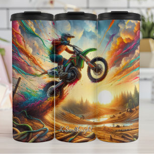 Colourful Motocross Sunset Art Explosion Thermal Tumbler