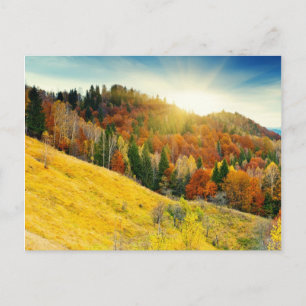 Colourful mountain autumn landscape postcard