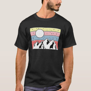 Colourful Mountain Design Minimalist Sunset Block  T-Shirt