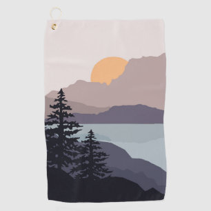 Colourful Mountain lake sunrise landscape Golf Towel