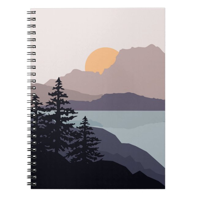 Colourful Mountain lake sunrise landscape Notebook (Front)