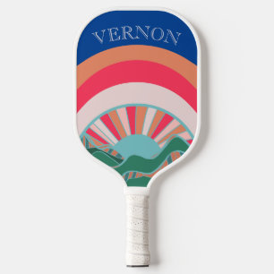 Colourful Mountain Landscape Green Pickleball Paddle