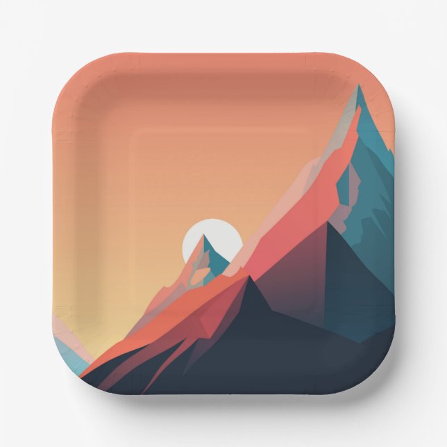  Colourful mountain landscape Paper Plate (Front)