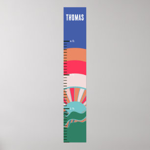 Colourful Mountain Sun Little Boys Growth Chart