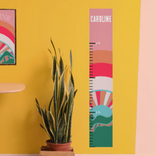 Colourful Mountain Sun Little Girls Growth Chart