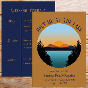 Colourful Mountain Sunset Lake Vacation Itinerary  Invitation