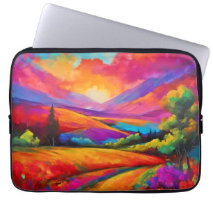Colourful Mountain Sunset Landscape Painting Laptop Sleeve