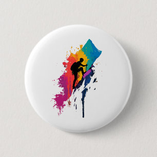 Colourful Mountaineering Climber Climbing Hiking M 6 Cm Round Badge