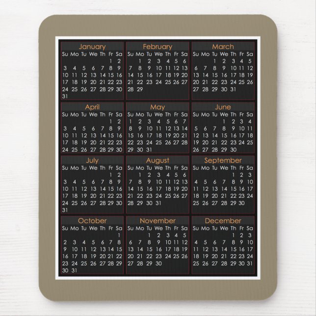 Colourful Mouse-pad Calendar for 2016 Mouse Pad (Front)