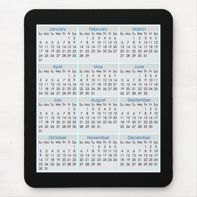 Colourful Mouse-pad Calendar for 2016 Mouse Pad (Front)