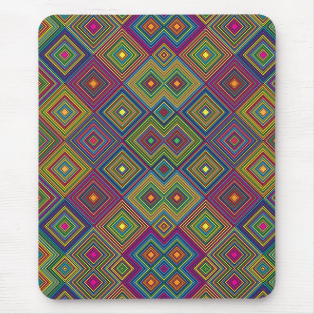 Colourful mouse pad featuring a vibrant geometric  (Front)