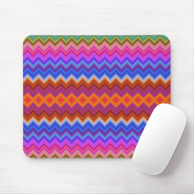 Colourful mouse pad featuring vibrant zigzag  (With Mouse)