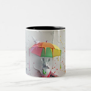 Colourful Mouse with Umbrella - 3D Mug