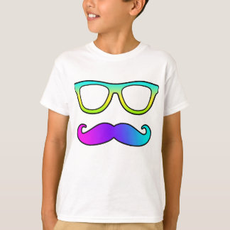 Colourful Moustache And Glasses T-Shirt