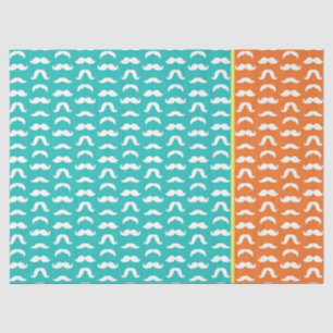 Colourful Moustache Style Blue Yellow Orange Fun Tissue Paper