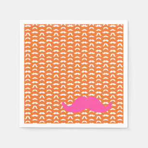 Colourful Moustache Styles Orange Pink Preppy Fun Napkin