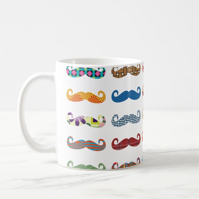 Colourful Moustaches Coffee Mug (Left)