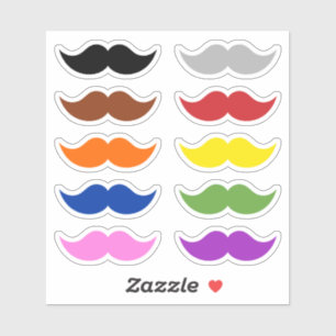 Colourful Moustaches Moustache Funny Humour Set of
