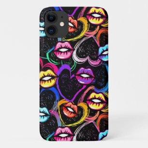 colourful mouth & heart iPhone 11 case