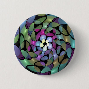 Colourful Movements Abstract Striking Fractal Art 6 Cm Round Badge