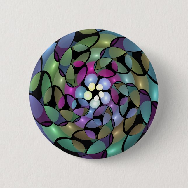 Colourful Movements Abstract Striking Fractal Art 6 Cm Round Badge (Front)