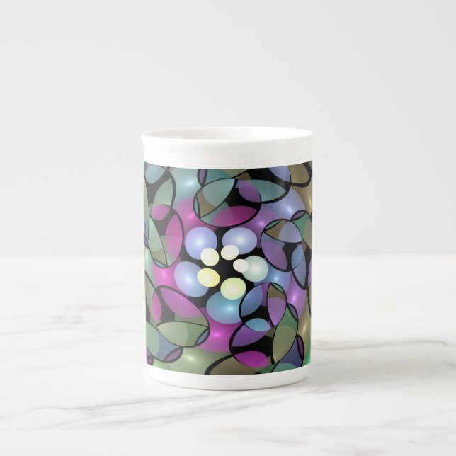 Colourful Movements Abstract Striking Fractal Art Bone China Mug (Front)
