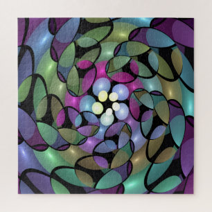 Colourful Movements Abstract Striking Fractal Art Jigsaw Puzzle