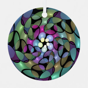 Colourful Movements Abstract Striking Fractal Art Metal Tree Decoration