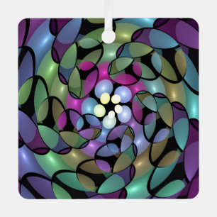 Colourful Movements Abstract Striking Fractal Art Metal Tree Decoration