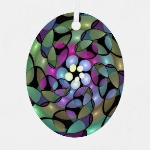 Colourful Movements Abstract Striking Fractal Art Metal Tree Decoration