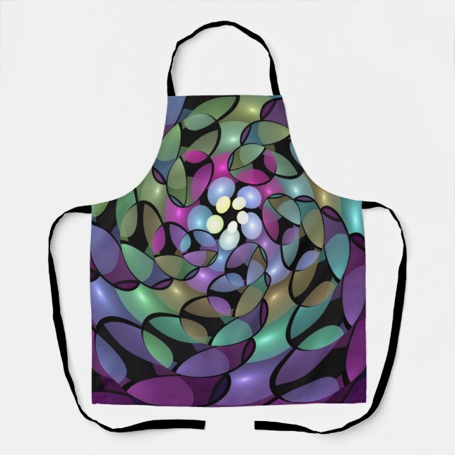 Colourful Movements Abstract Trippy Fractal Art Apron (Front)