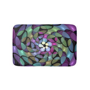 Colourful Movements Abstract Trippy Fractal Art Bath Mat