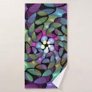 Colourful Movements Abstract Trippy Fractal Art Bath Towel