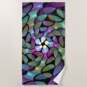 Colourful Movements Abstract Trippy Fractal Art Beach Towel