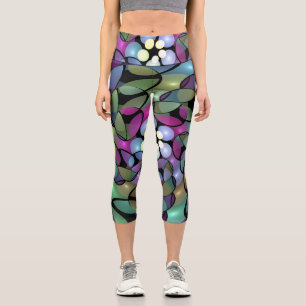 Colourful Movements Abstract Trippy Fractal Art Capri Leggings