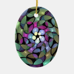 Colourful Movements Abstract Trippy Fractal Art Ceramic Ornament