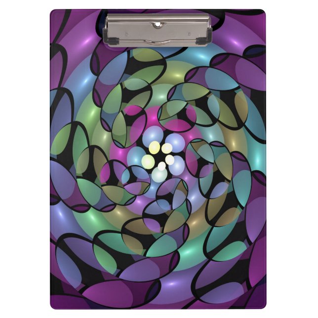 Colourful Movements Abstract Trippy Fractal Art Clipboard (Front)