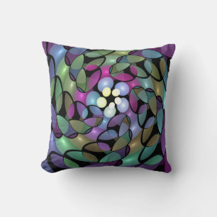 Colourful Movements Abstract Trippy Fractal Art Cushion